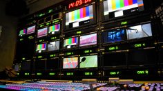 Equipment in outside broadcasting van.